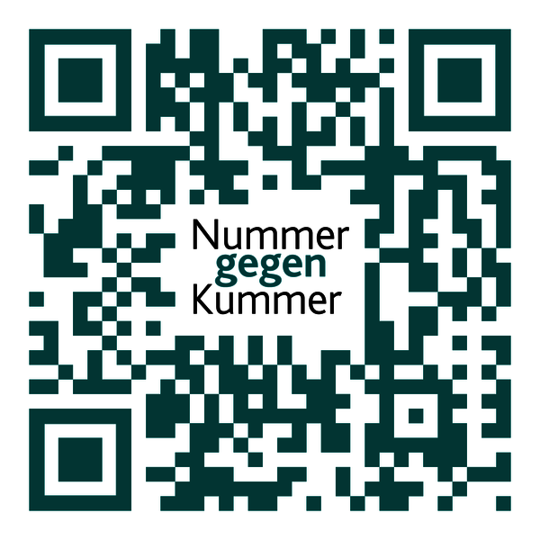 Angezeigt wird ein QR-Code, der auf die Webseite der "Nummer gegen Kummer" verweist.